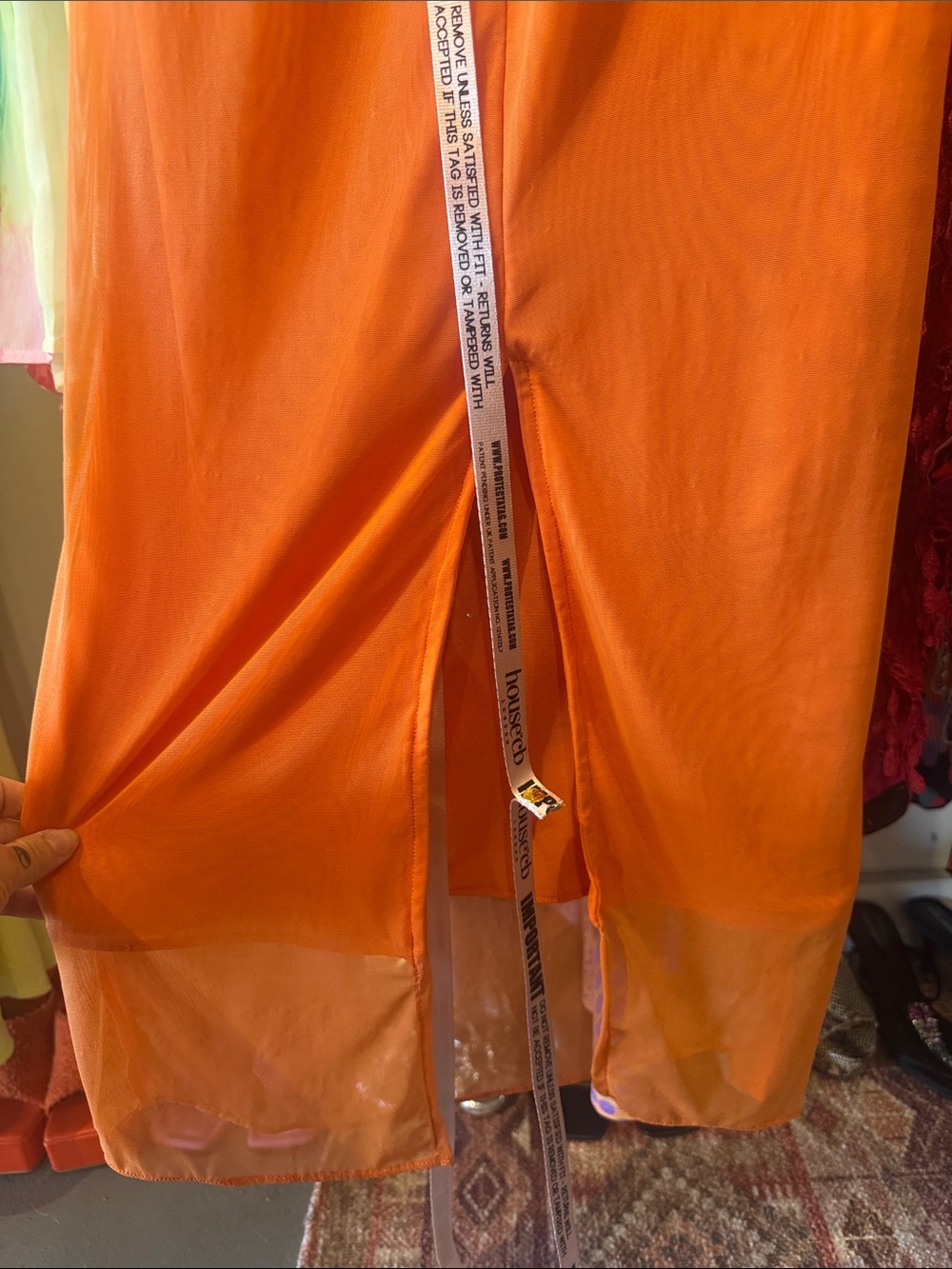 House of CB Orange Slip Dress with Pink Lace Trim & Corset Back-NWT - Picture 6 of 6